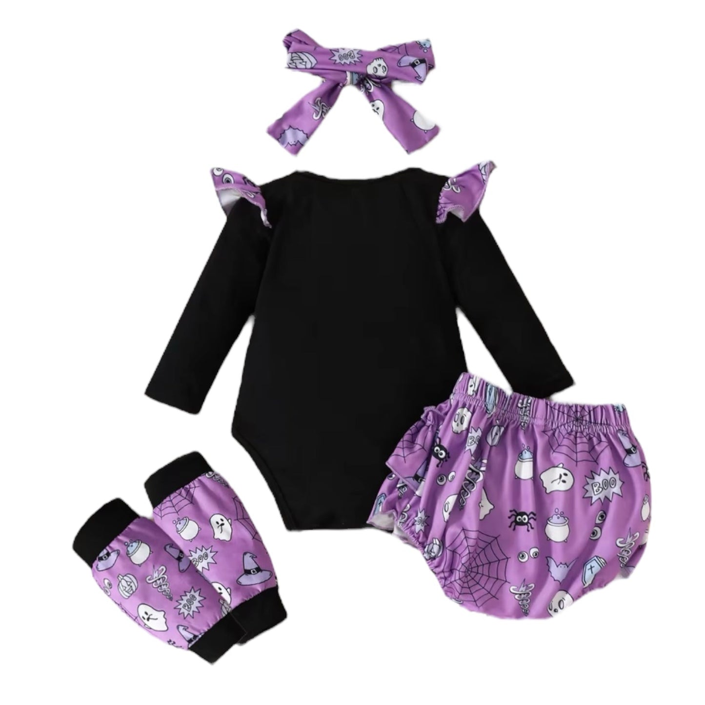 Baby Girls 1st Halloween Bodysuit Ruffle Shorts & Legwarmers Outfit (Age Newborn - 18M)