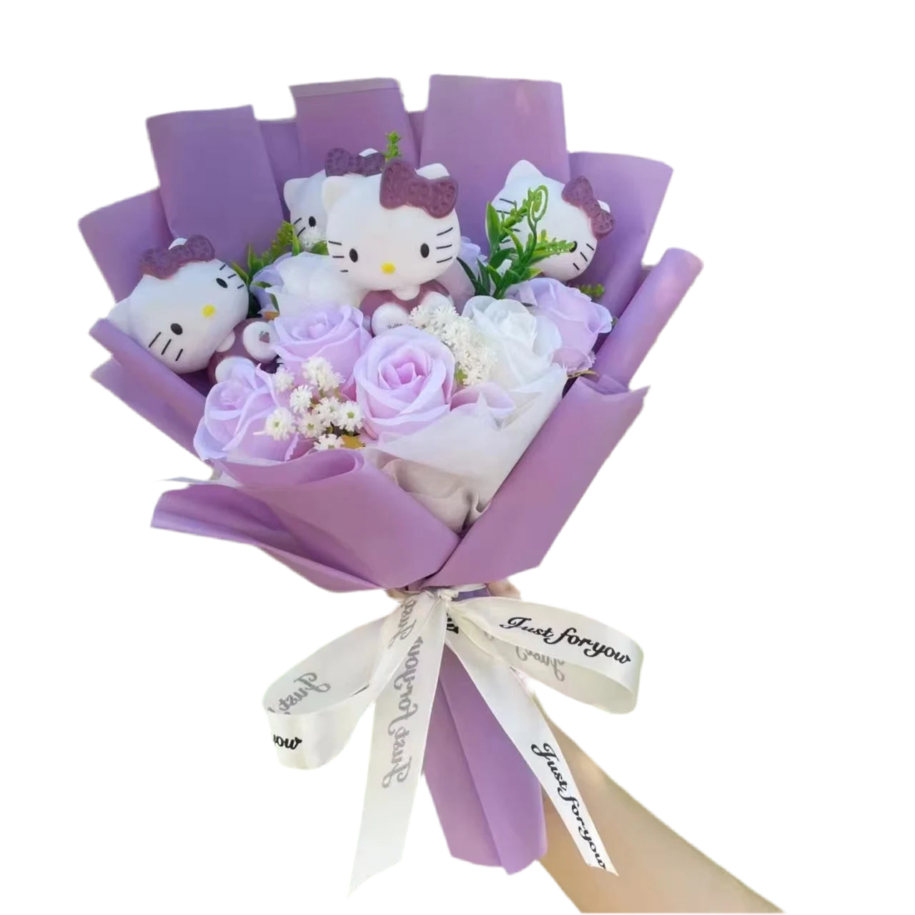 Plush Miss Kitty Stuffed Gift Flower Bouquet