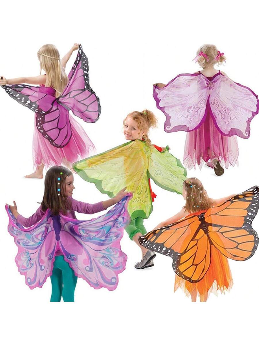 New Kids Fairy Costume Set With Butterfly Wing Cloak & Mask, Cute Butterfly Dress-Up Cloak Suitable For Outdoor Play, Great Valentine's Day And New Year Gift
