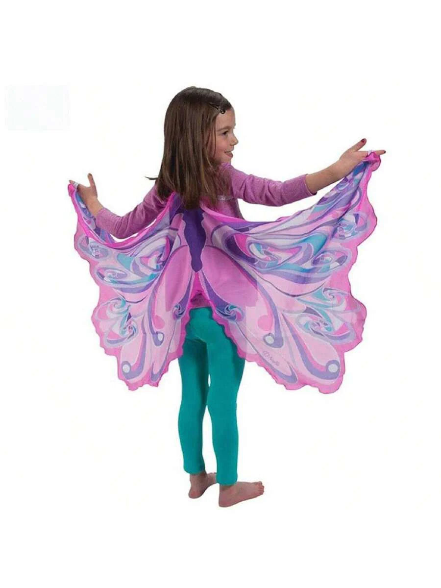 New Kids Fairy Costume Set With Butterfly Wing Cloak & Mask, Cute Butterfly Dress-Up Cloak Suitable For Outdoor Play, Great Valentine's Day And New Year Gift Red one-size