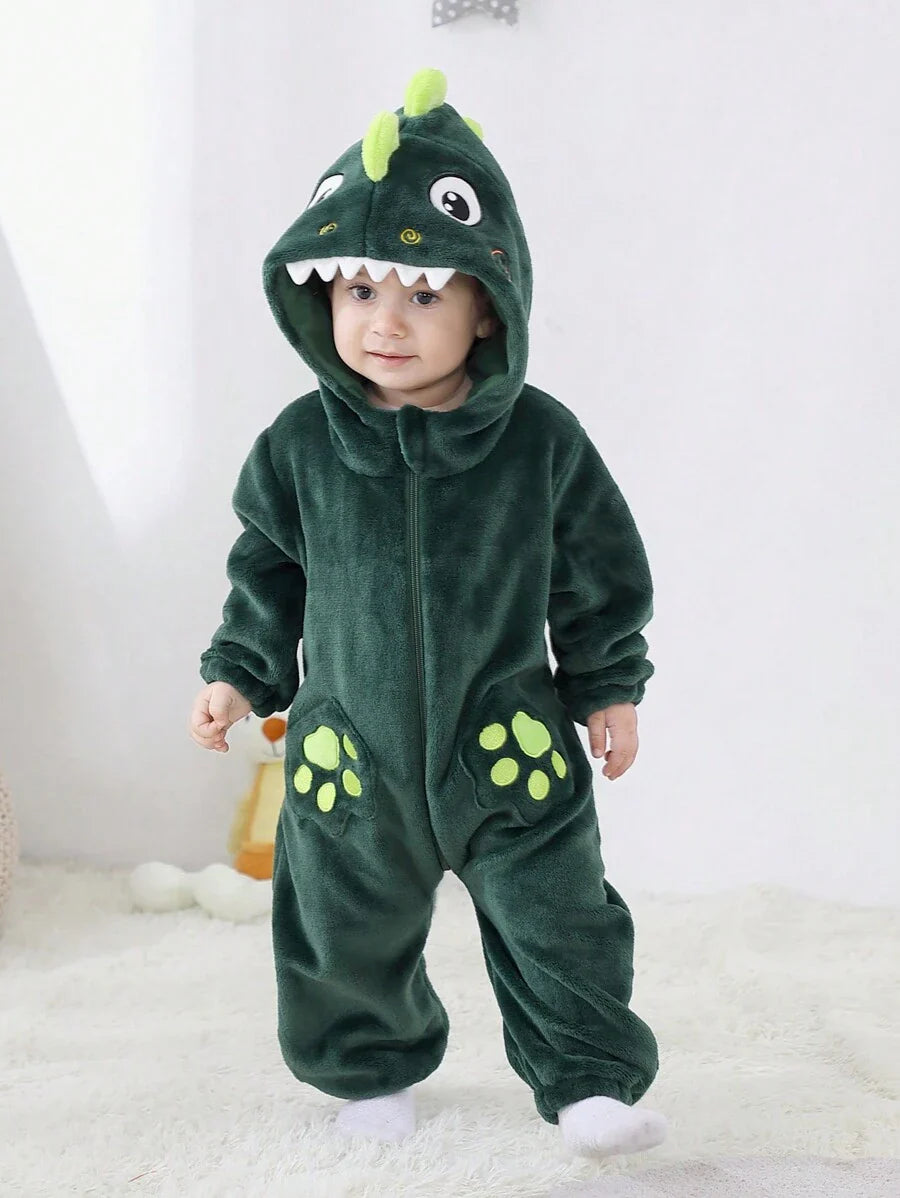 Baby Boy Long Sleeve Cute Dinosaur Romper Halloween Costume (Age Newborn-12M)