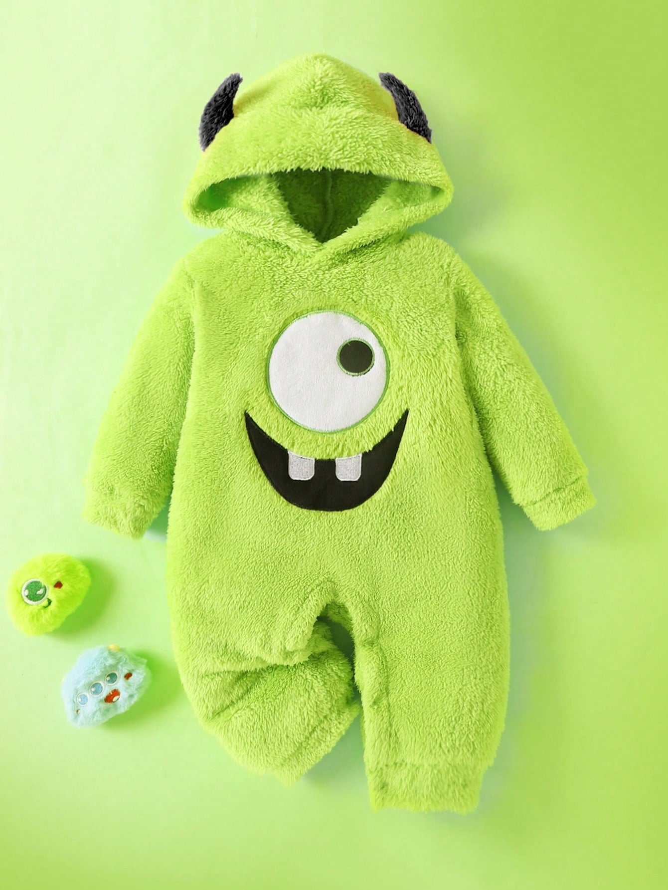 Baby Boy Monster INC Hooded Plush Halloween Jumpsuit (Age 6M-3 YRS)