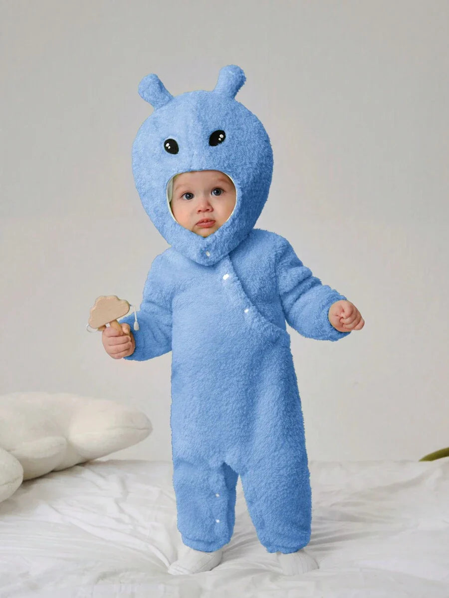 Baby Alien Fleece Jumpsuit & Hat Halloween Costume (Age Newborn-12M)