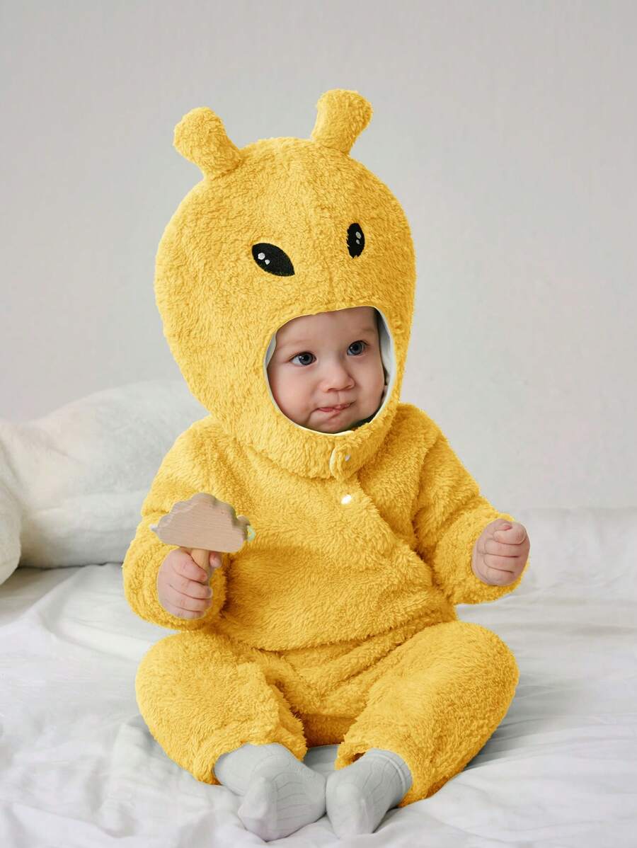 Baby Alien Fleece Jumpsuit & Hat Halloween Costume (Age Newborn-12M) Yellow