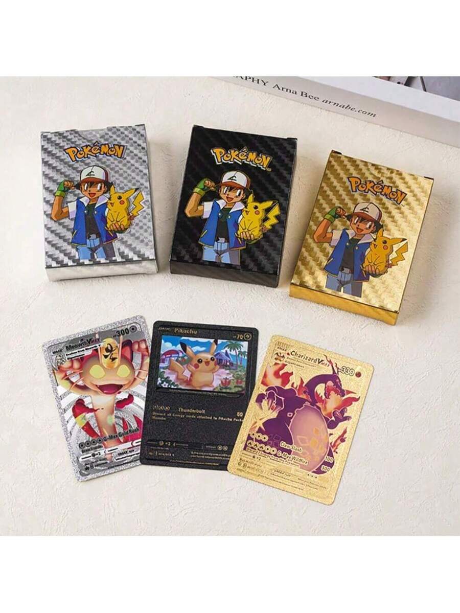 Pokémon Gold Foil Card Set – VMAX/GX/EX (55–110PCS) | Charizard, Pikachu, Arceus