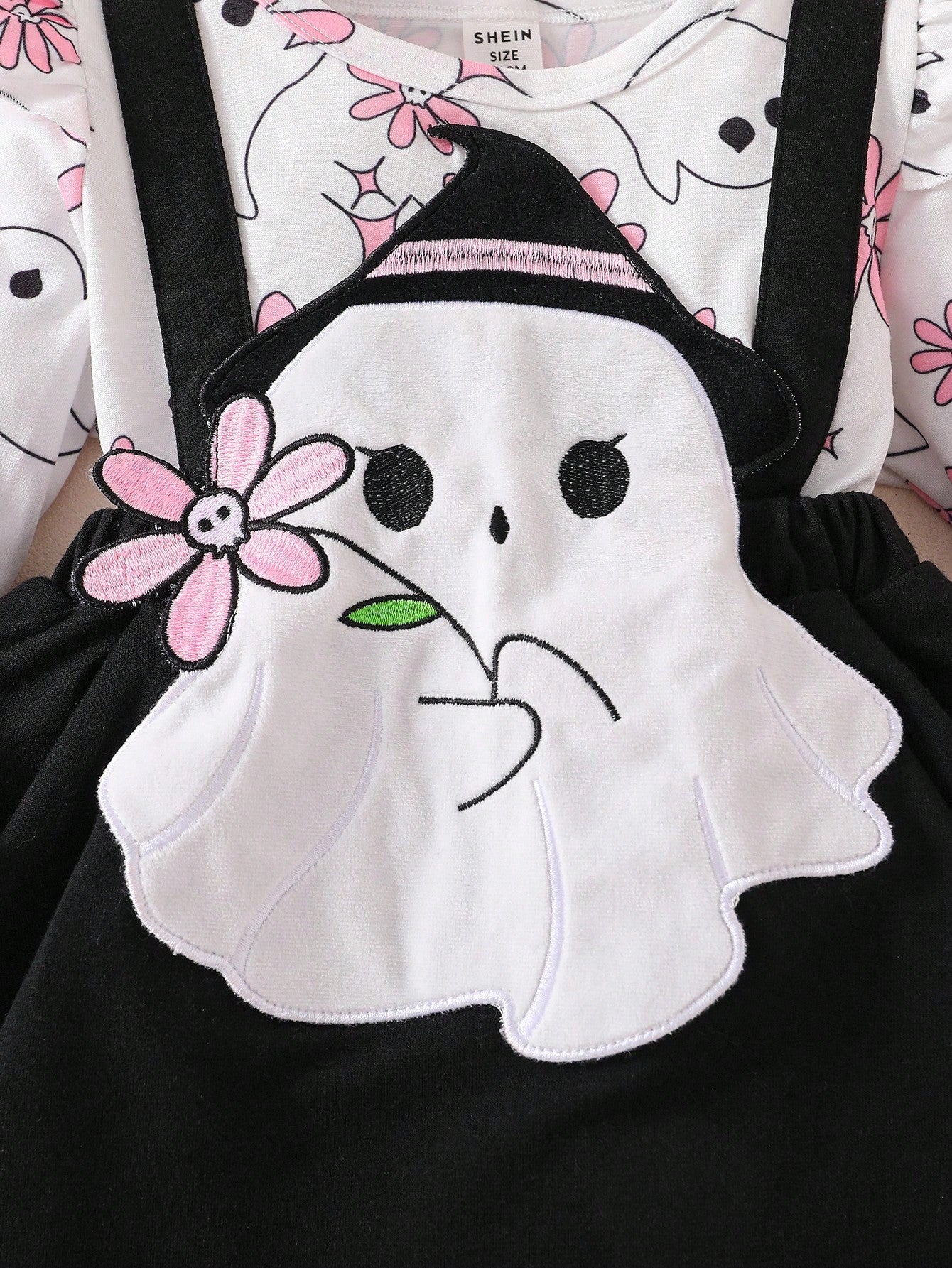 Toddler Girls Halloween Ghost Outfit – 3PC Romper, Dress & Headband Set | Ages 6M–3Y