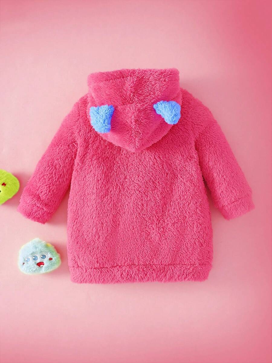 Baby/Toddler Girls Green Embroidered Fleece Hooded Jumpsuit – Cozy Autumn/Winter One-Piece | Ages 3M–3Y
