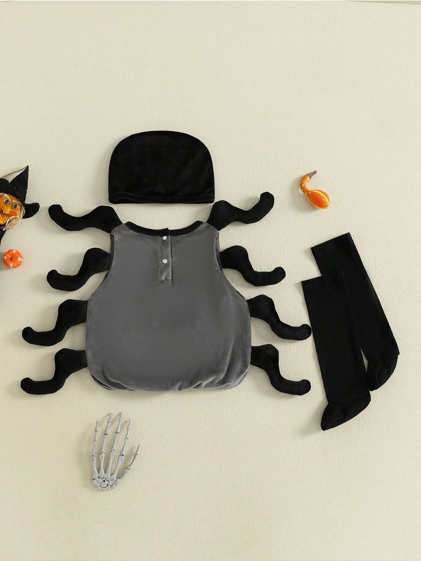 Spider Halloween Costume – 3-Piece Baby & Toddler Set | Sleeveless Romper, Socks & Hat (3M–3Y)