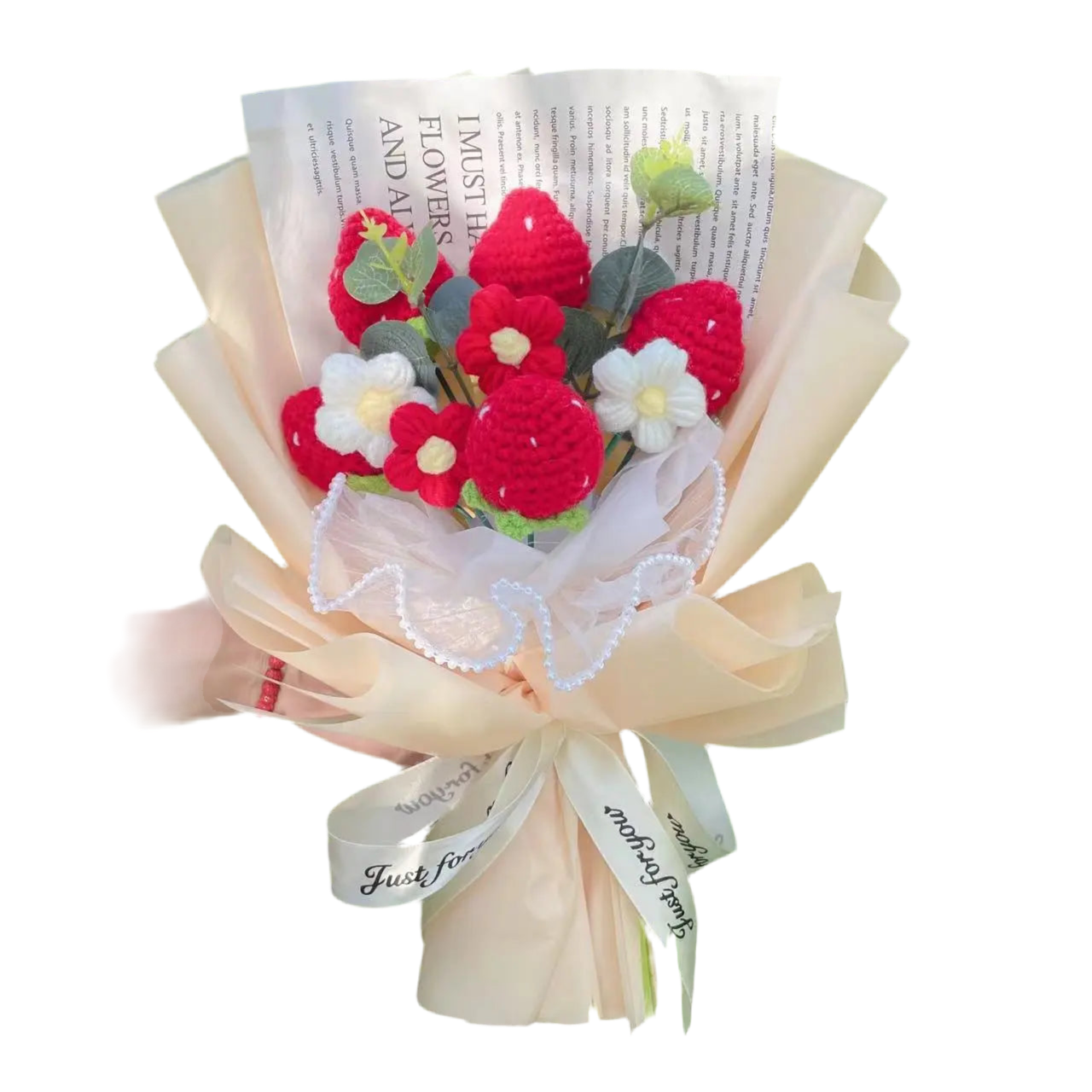 Plush Strawberry Orange Stuffed Flower Gift Bouquets - 40cm
