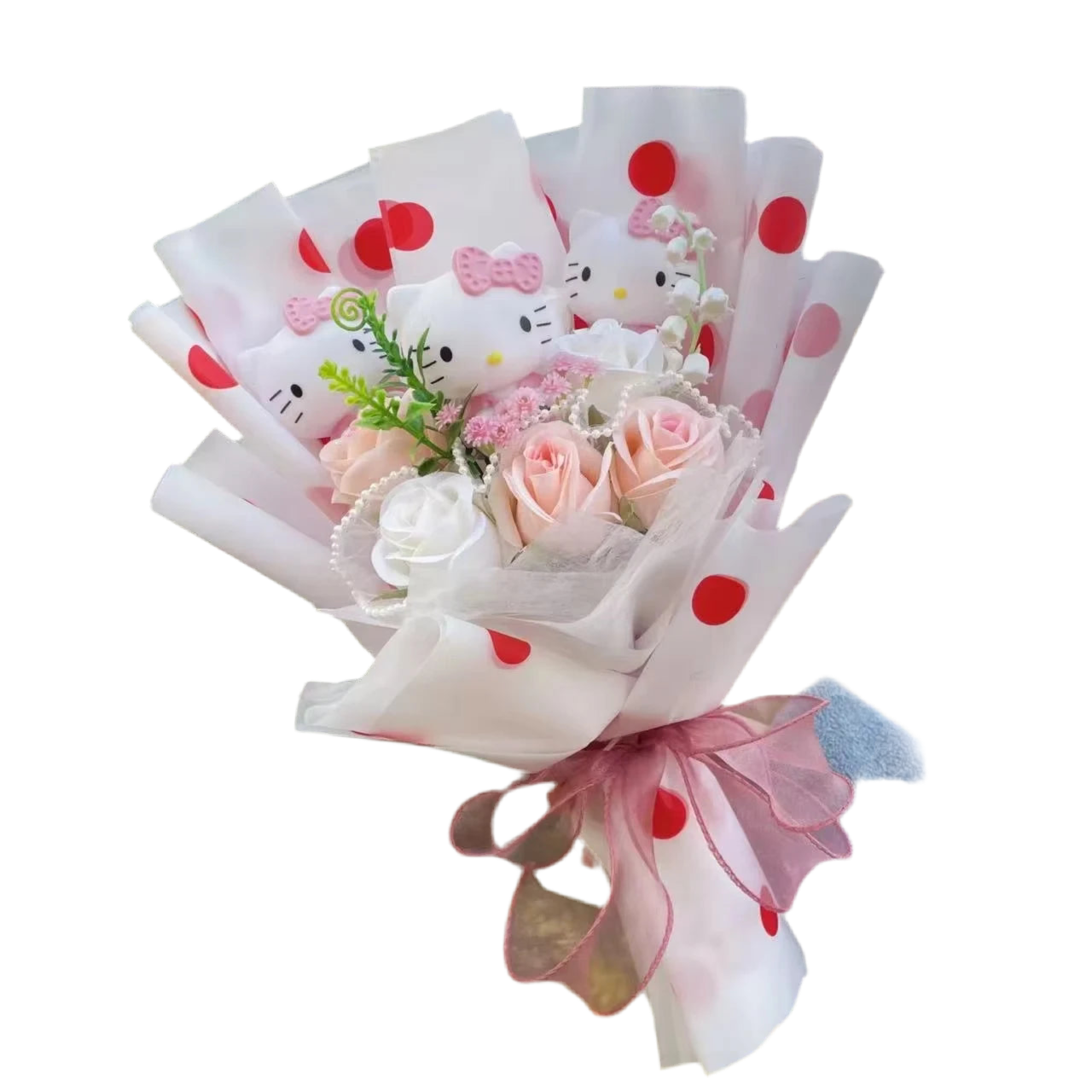 Plush Miss Kitty Stuffed Gift Flower Bouquet