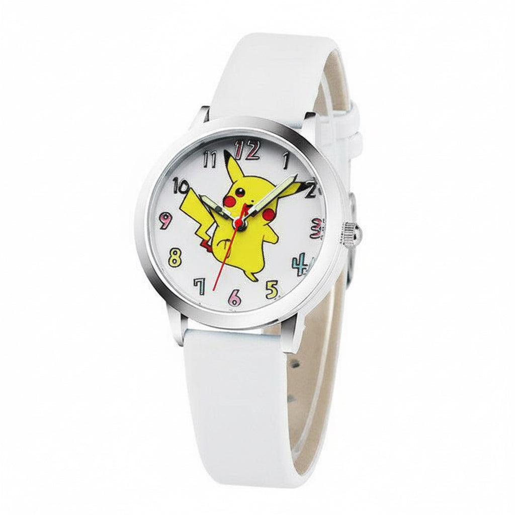 Children’s Pikachu Pokemon Leather Watch | Cartoon Pokémon Kids Clock