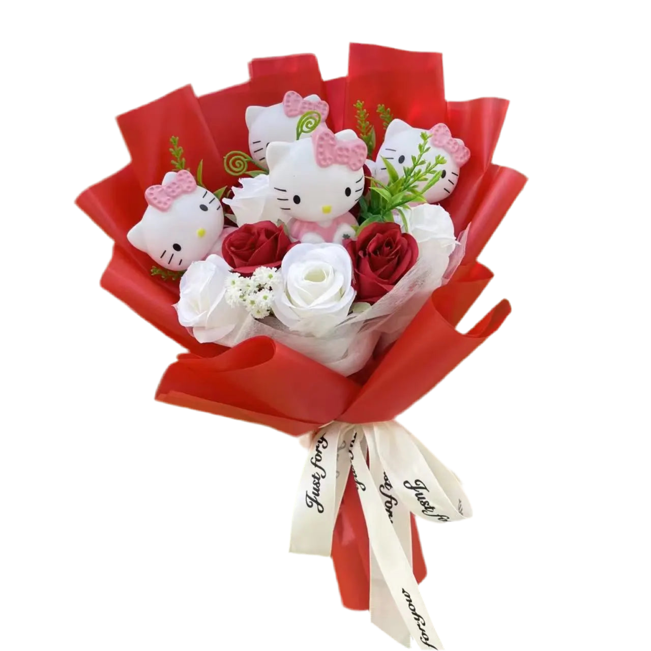 Plush Miss Kitty Stuffed Gift Flower Bouquet