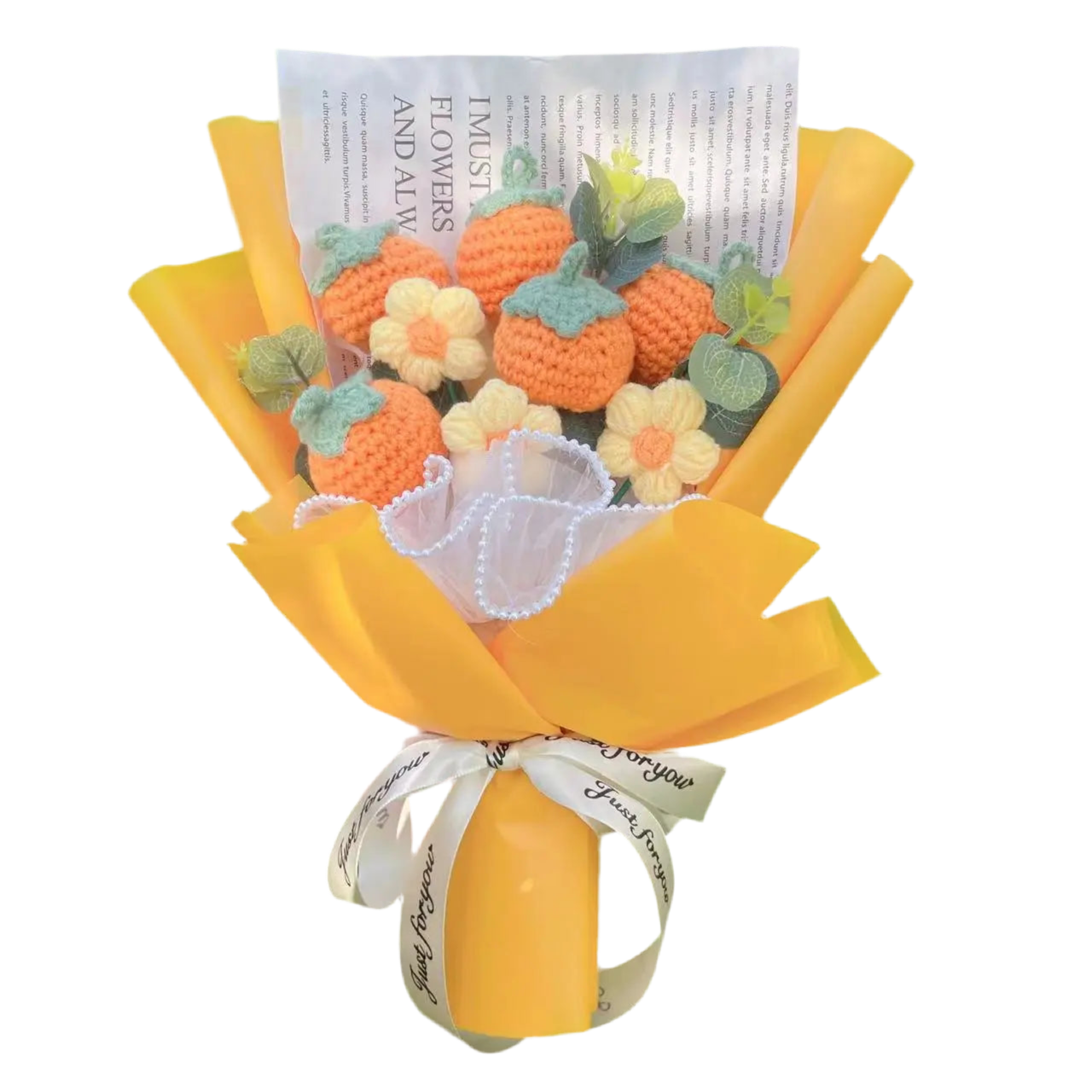 Plush Strawberry Orange Stuffed Flower Gift Bouquets - 40cm