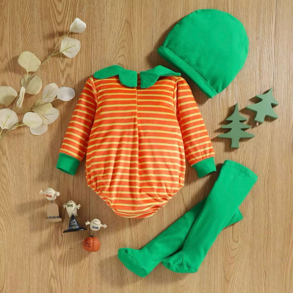 Baby Orange Halloween Bodysuit Socks & Hat Costume (Age Newborn - 24M)