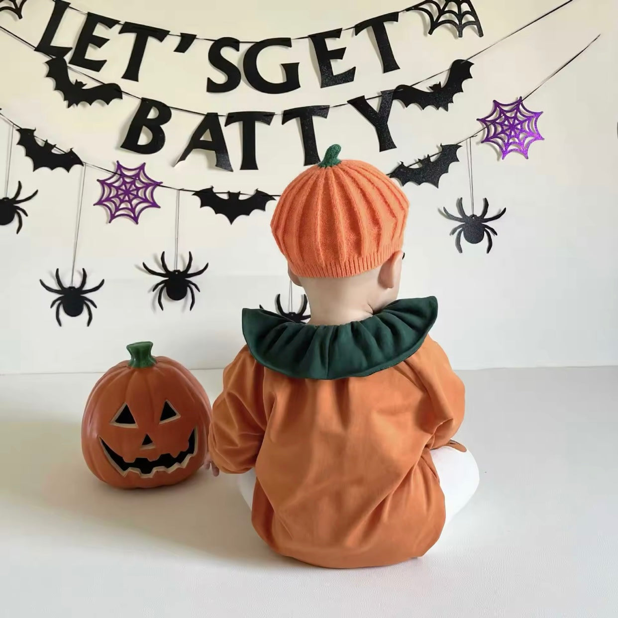 Baby Orange Pumpkin Romper & Tights (Age Newborn - 24M)