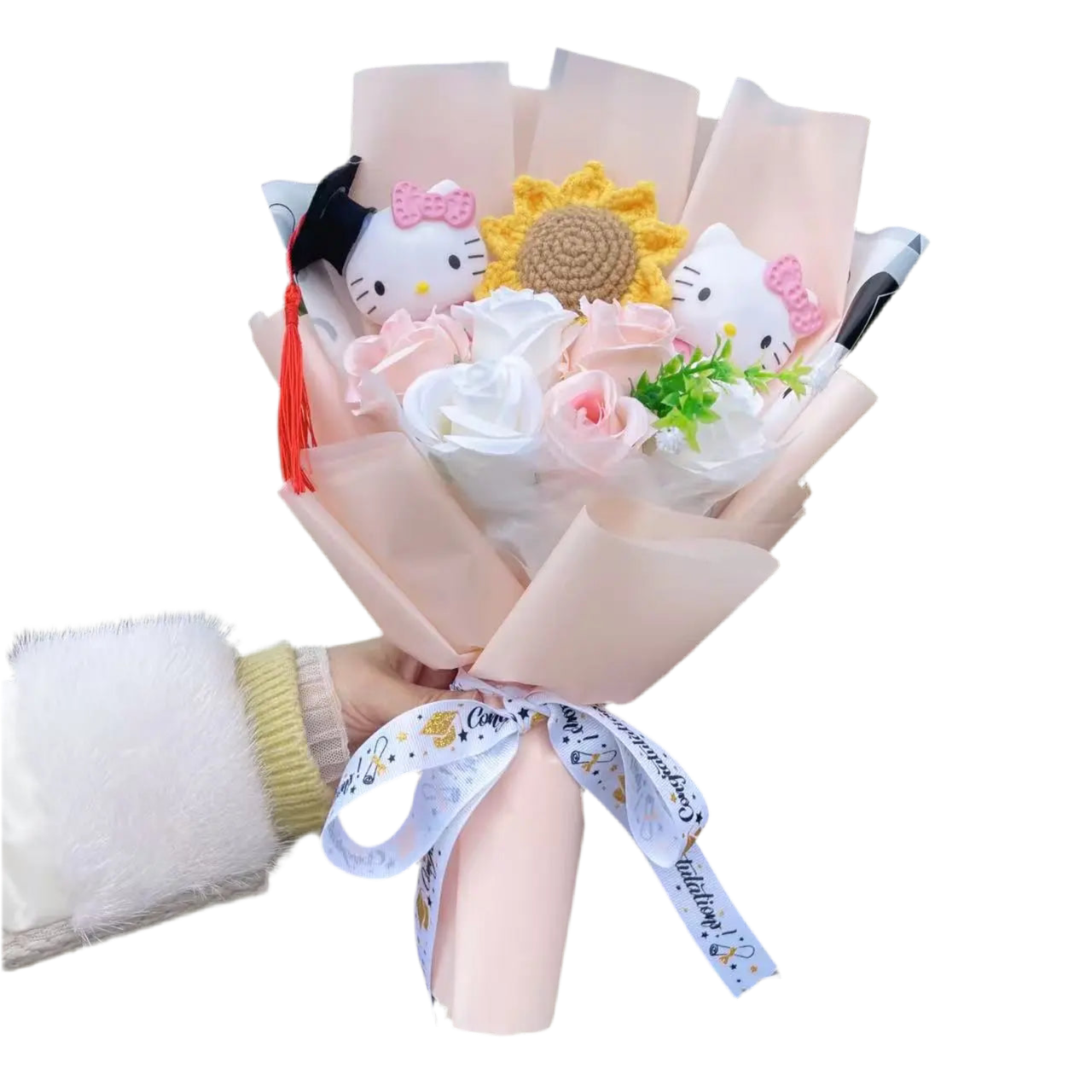 Plush Miss Kitty Stuffed Gift Flower Bouquet