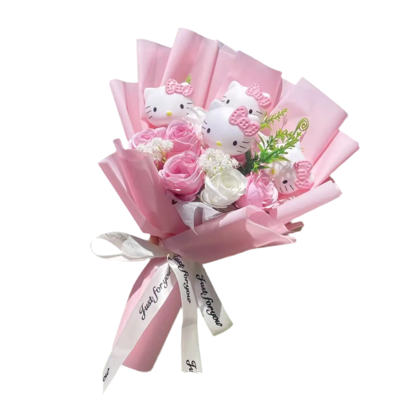 Plush Miss Kitty Stuffed Gift Flower Bouquet