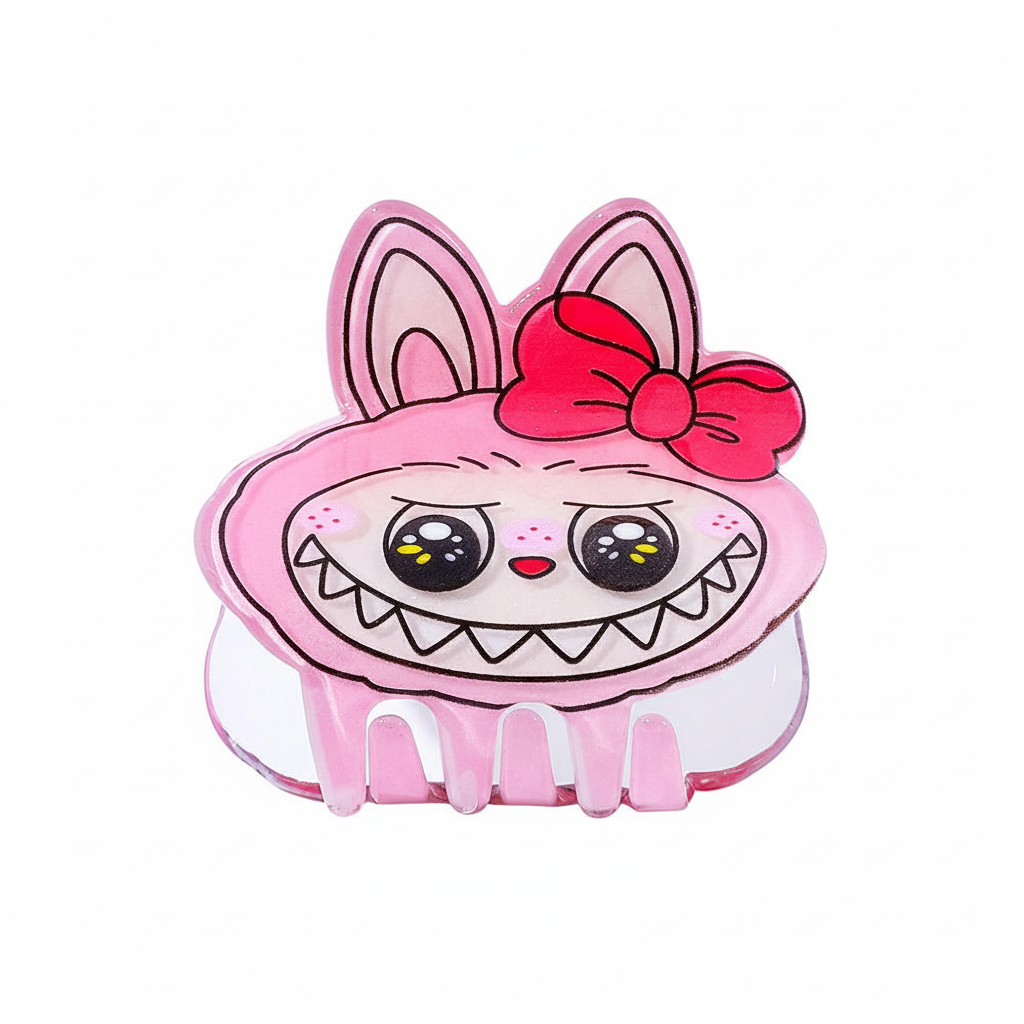 Labubu Acrylic Hair Claw Clip | Cute Cartoon Claw Clamp Light Pink
