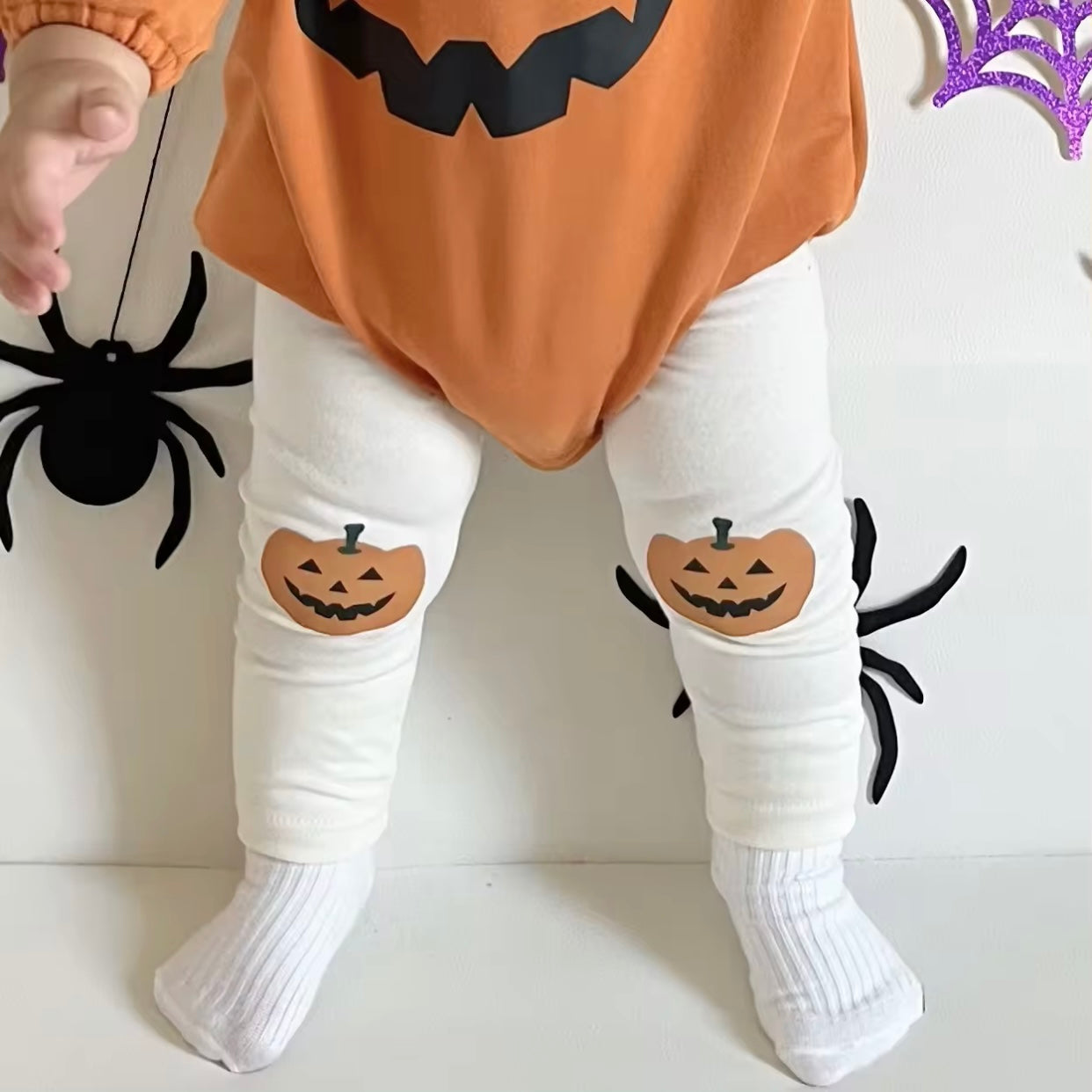 Baby Orange Pumpkin Romper & Tights (Age Newborn - 24M)