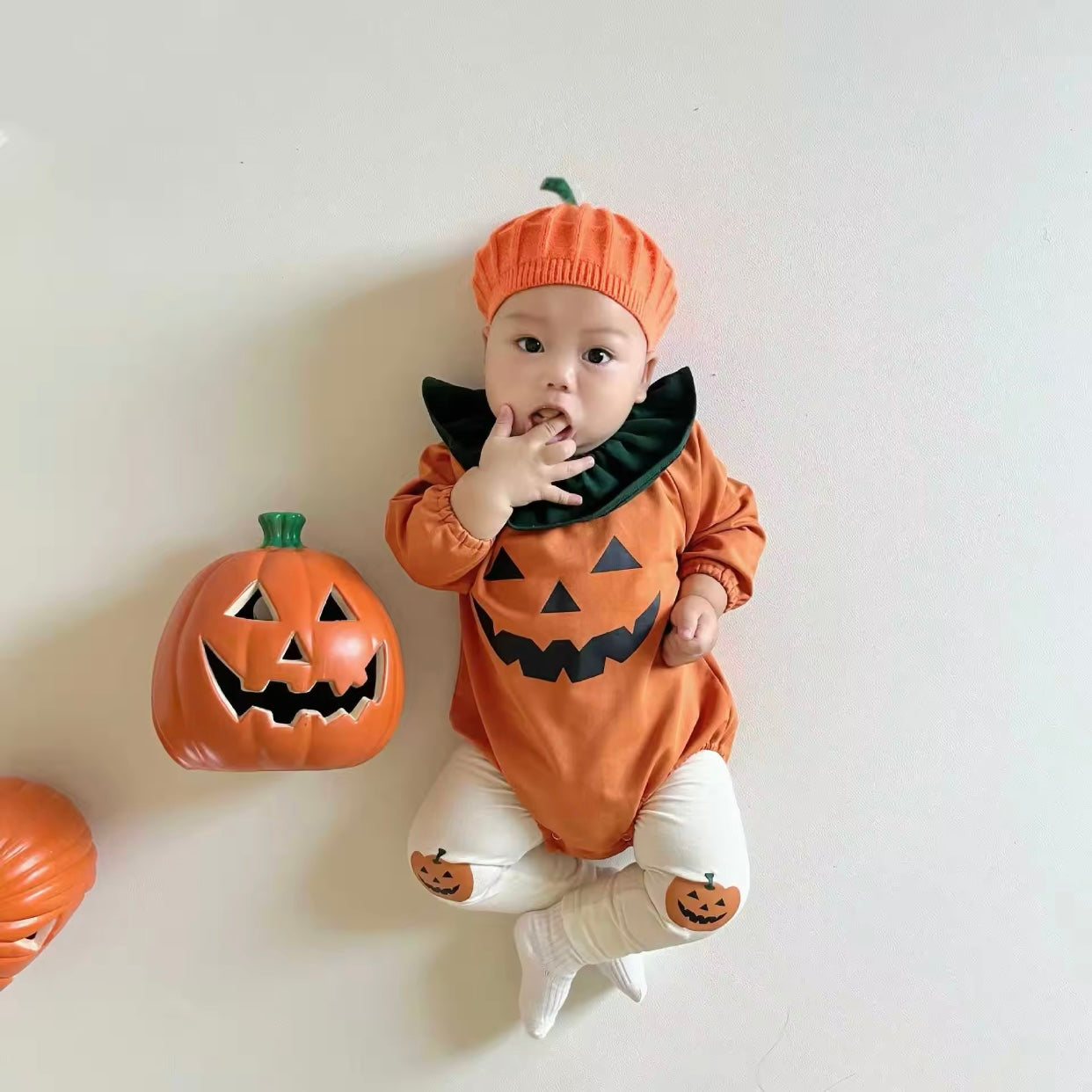 Baby Orange Pumpkin Romper & Tights (Age Newborn - 24M)