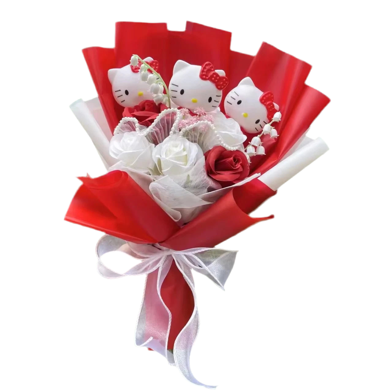 Plush Miss Kitty Stuffed Gift Flower Bouquet