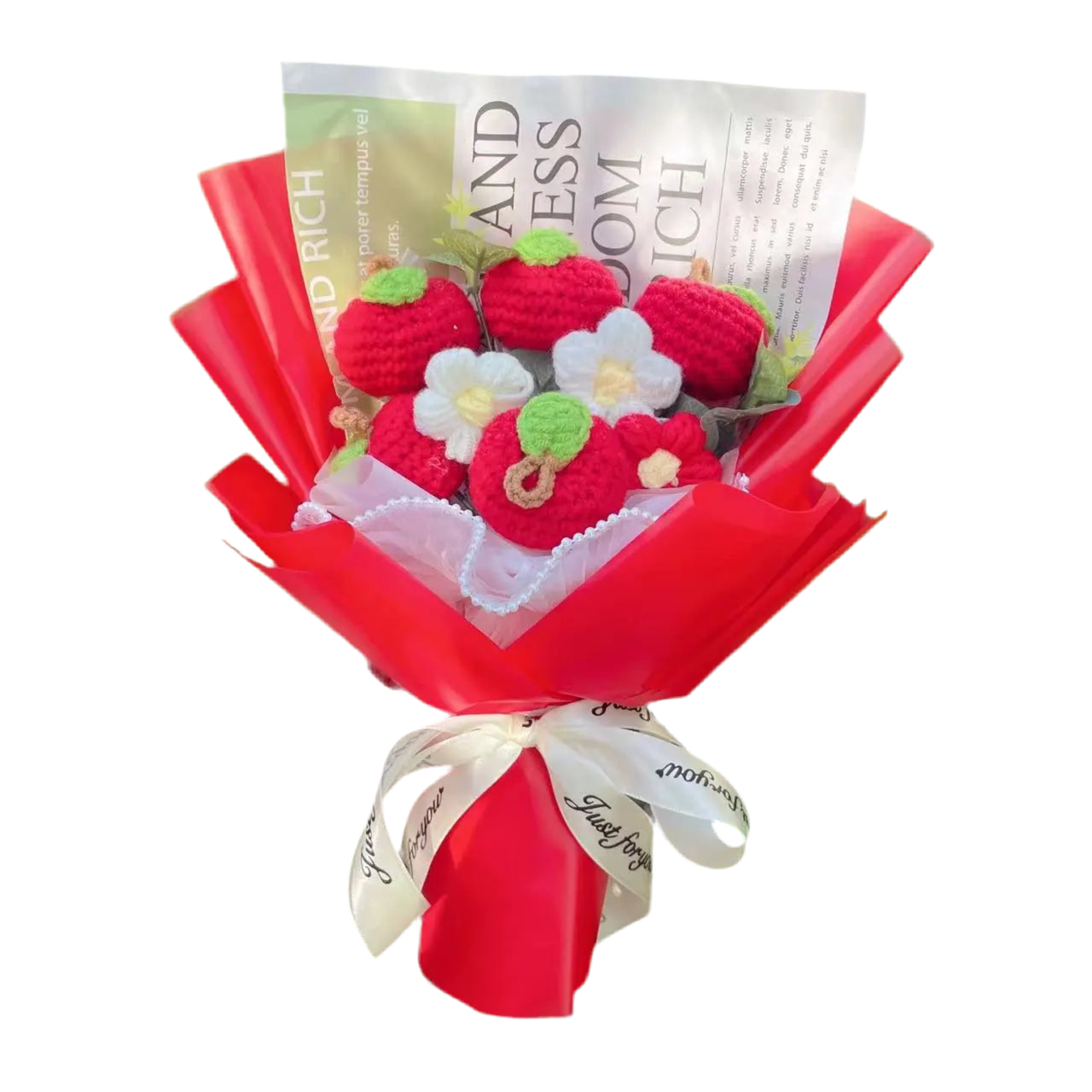 Plush Strawberry Orange Stuffed Flower Gift Bouquets - 40cm