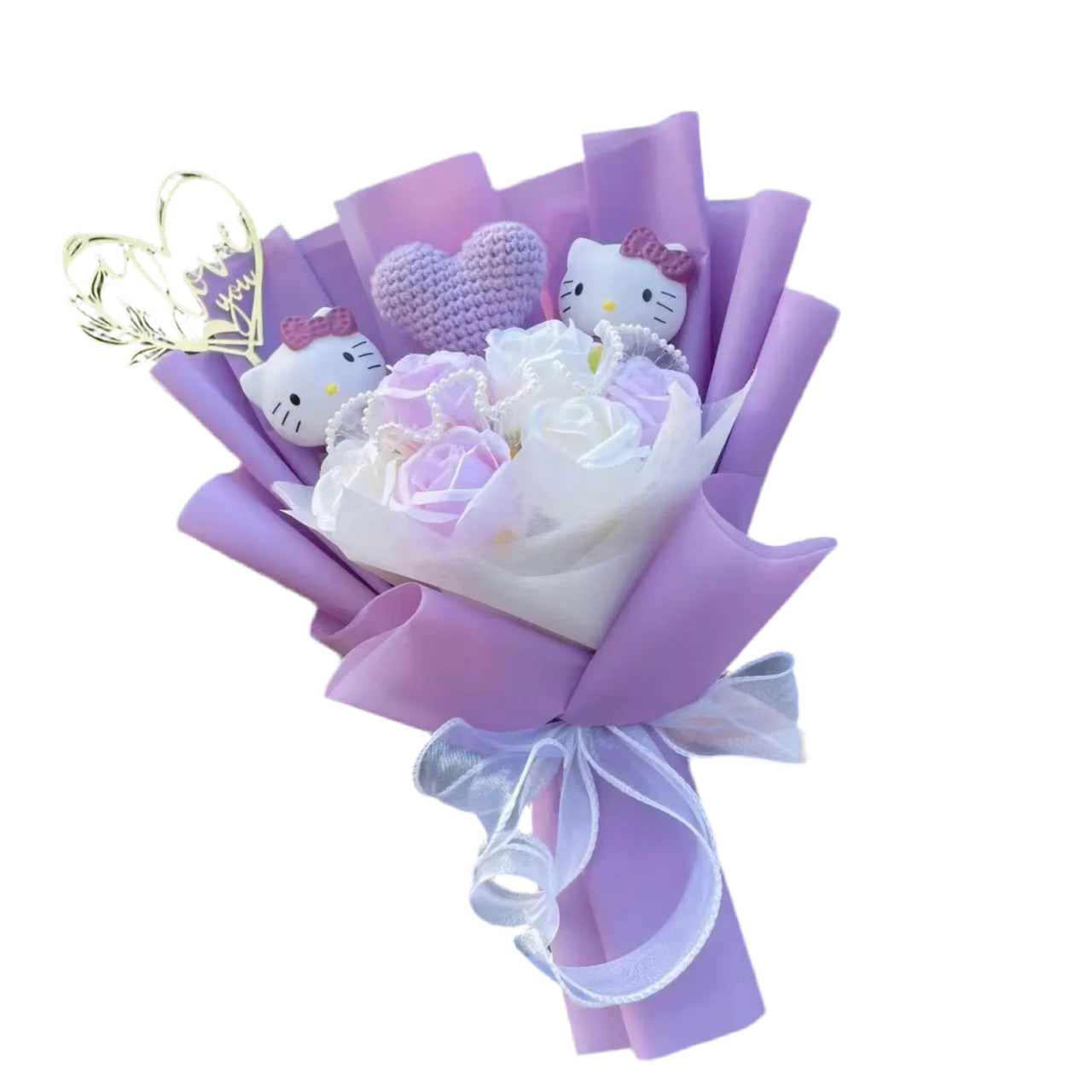 Plush Miss Kitty Stuffed Gift Flower Bouquet