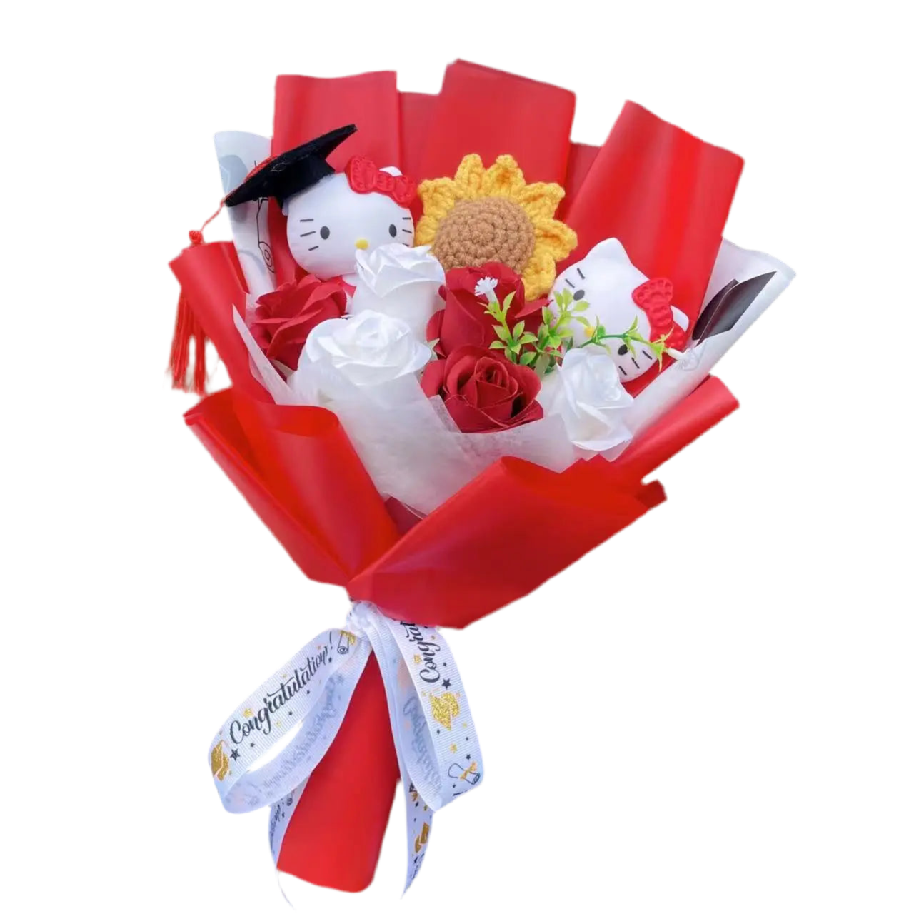 Plush Miss Kitty Stuffed Gift Flower Bouquet