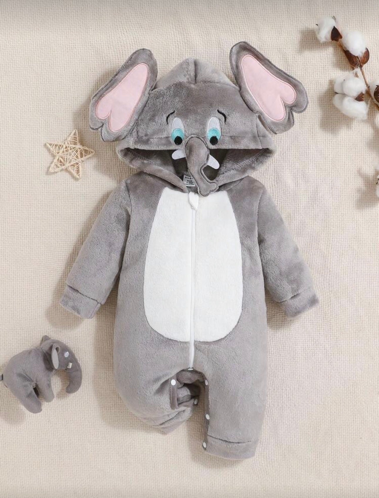 Baby Elephant Halloween Costume – Plush Animal Outfit for Babies (Age Newborn-9M)