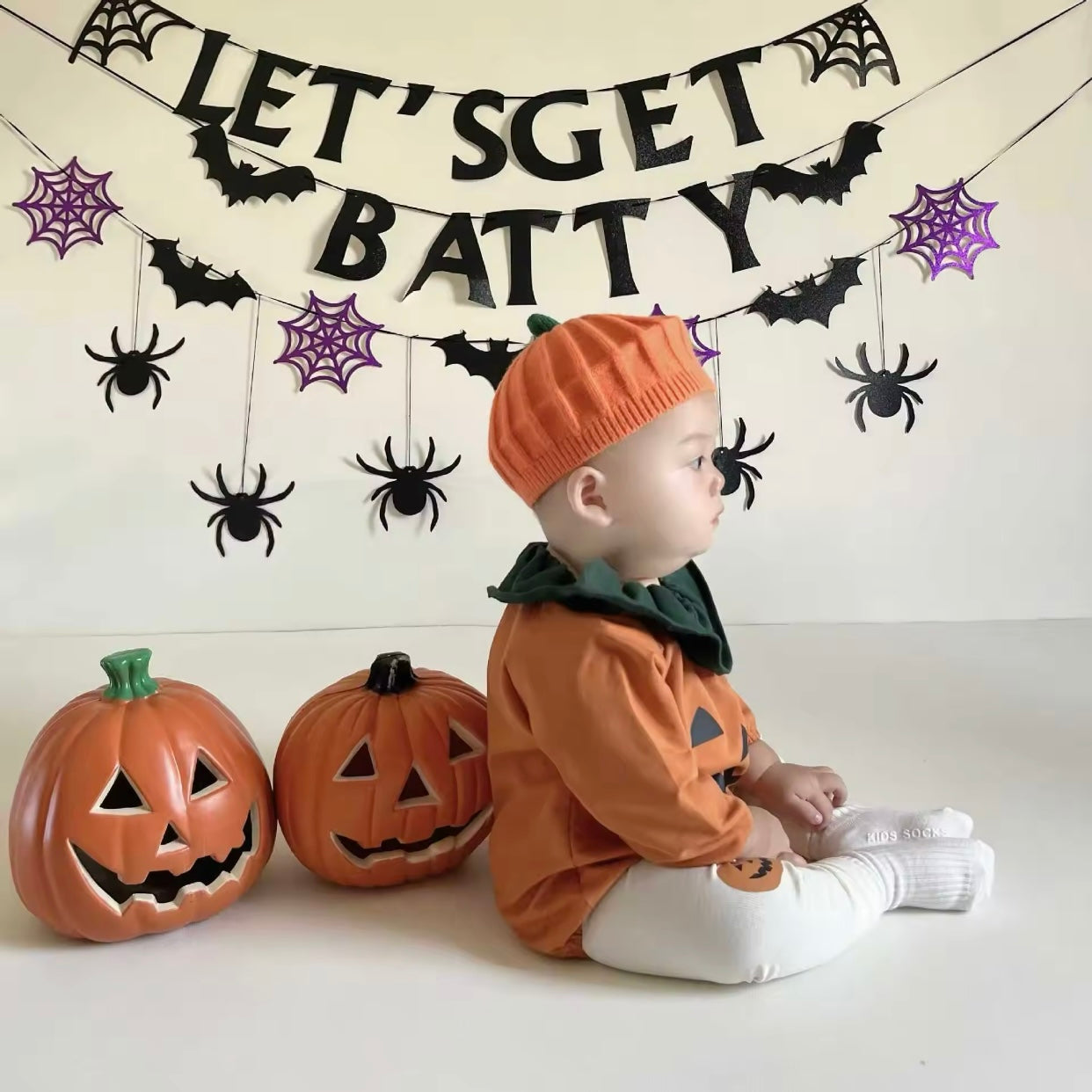 Baby Orange Pumpkin Romper & Tights (Age Newborn - 24M)