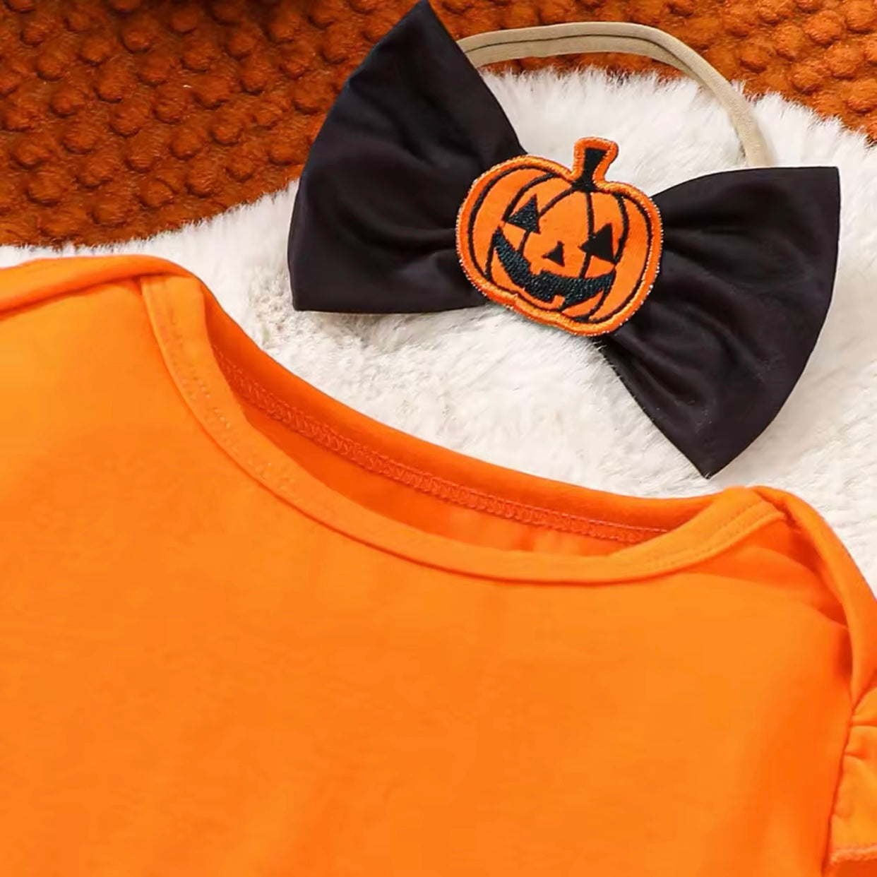 Baby Girls Pumpkin Bodysuit & Dress Halloween Costume (Age Newborn - 18M)