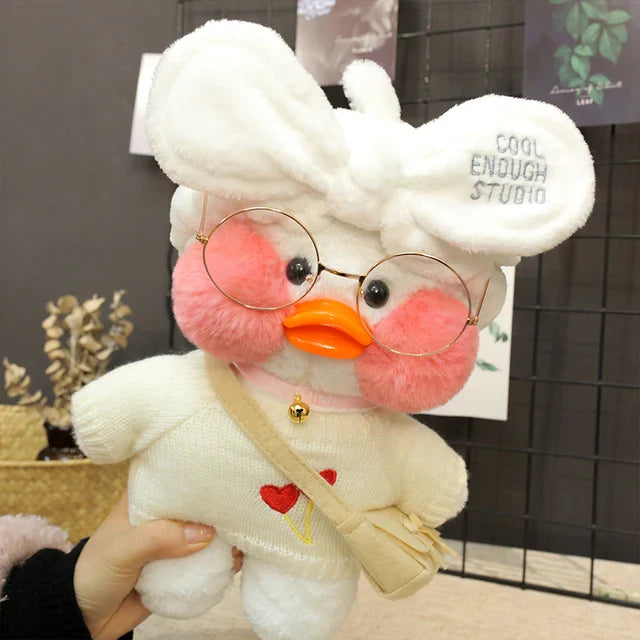 Lalafanfan Yellow Café Duck Plush – 30cm Kawaii Soothing Toy B