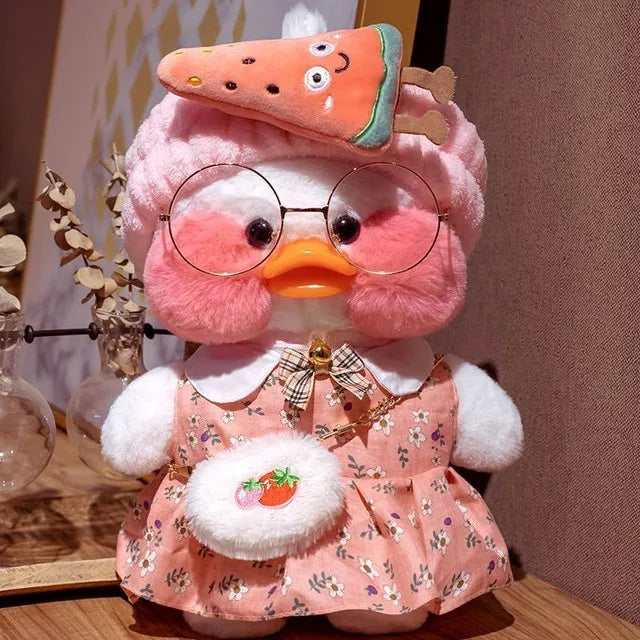 Lalafanfan Yellow Café Duck Plush – 30cm Kawaii Soothing Toy J