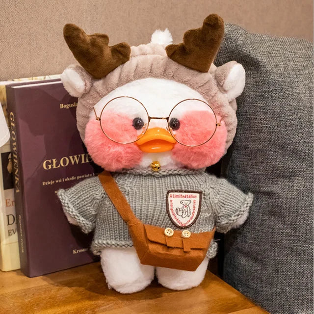 Lalafanfan Yellow Café Duck Plush – 30cm Kawaii Soothing Toy T