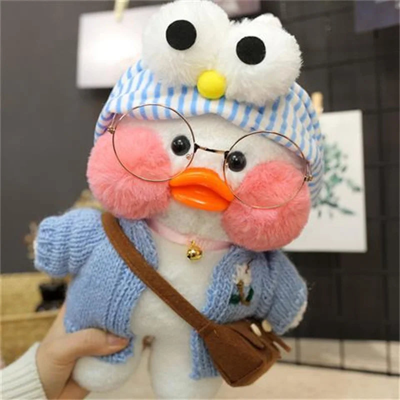 Lalafanfan Yellow Café Duck Plush – 30cm Kawaii Soothing Toy W