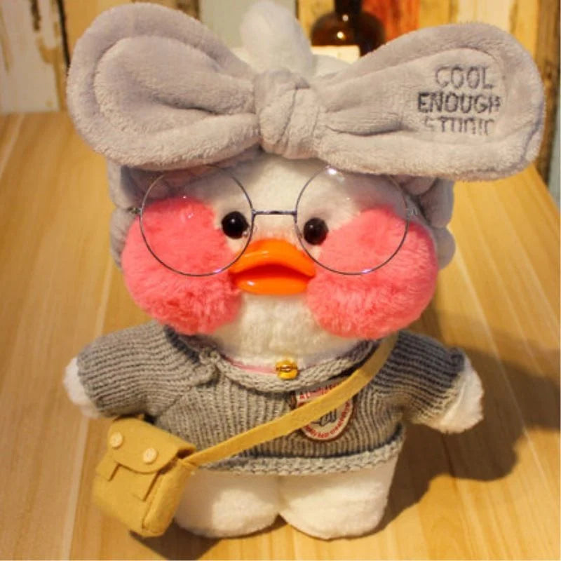 Lalafanfan Yellow Café Duck Plush – 30cm Kawaii Soothing Toy N