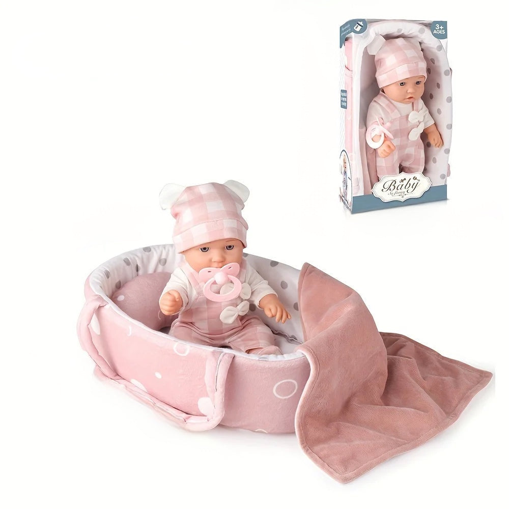 Reborn Baby Doll in Gift Box with Accessories Pink Pacifier - 12''/30cm