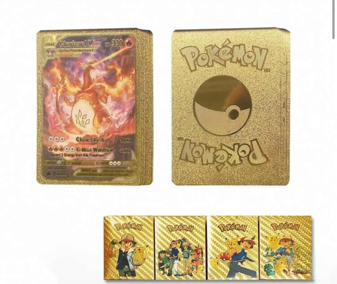 Pokémon Gold Foil Card Set – VMAX/GX/EX (55–110PCS) | Charizard, Pikachu, Arceus Multicolor 55Pcs Gold