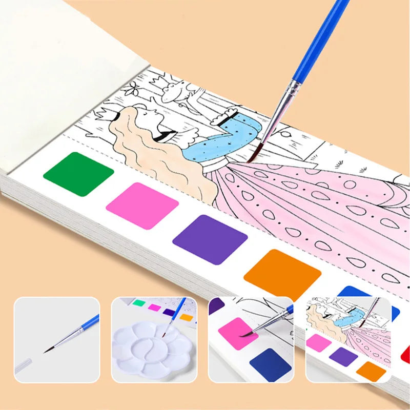 Kids Watercolor Painting Coloring Book