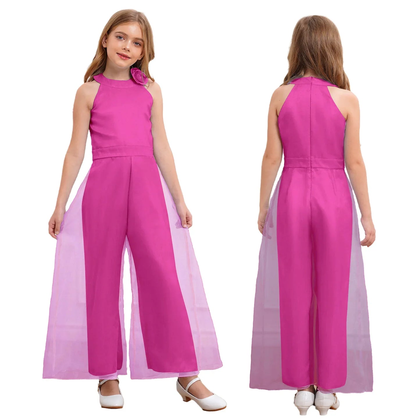 Girls Halter Neck Sleeveless Wide Leg Jumpsuit (6-14 YRS)