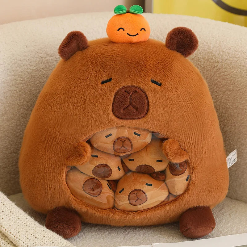 Plush Capybara Shark Shaped Snack Bag Stuffed Toy - 35cm