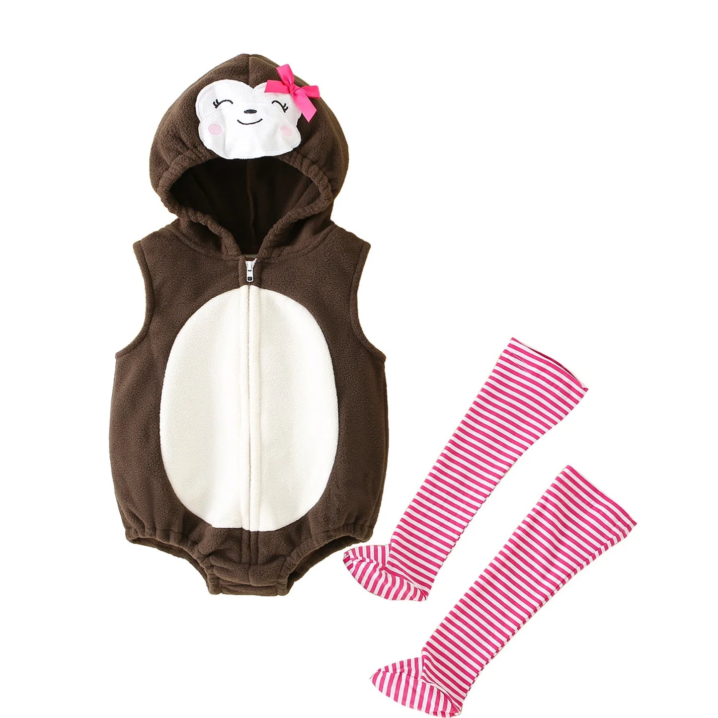 Baby Hooded Elephant/Monkey Sleeveless Zipper Romper (Age 9M-3 YRS)