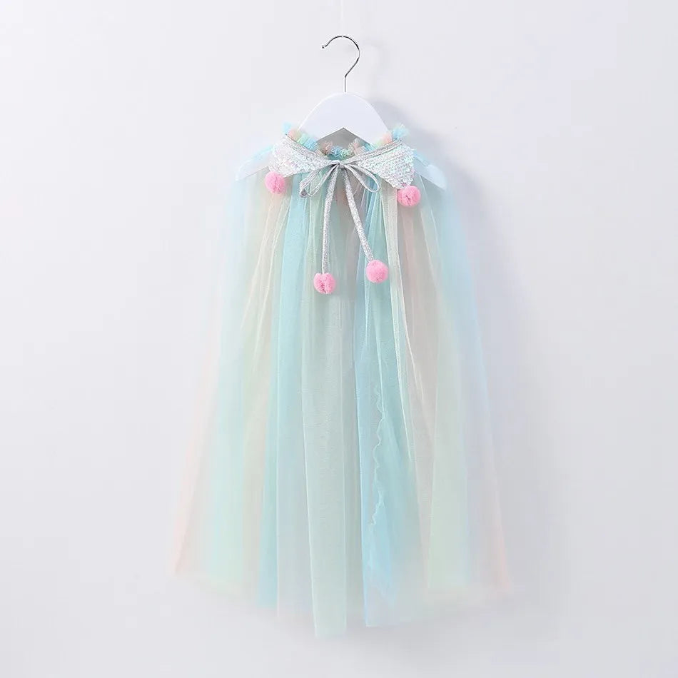 Girls Princess Sequin Dress Up Cape (24M-12 YRS) EL14A0 Size S(65 cm)