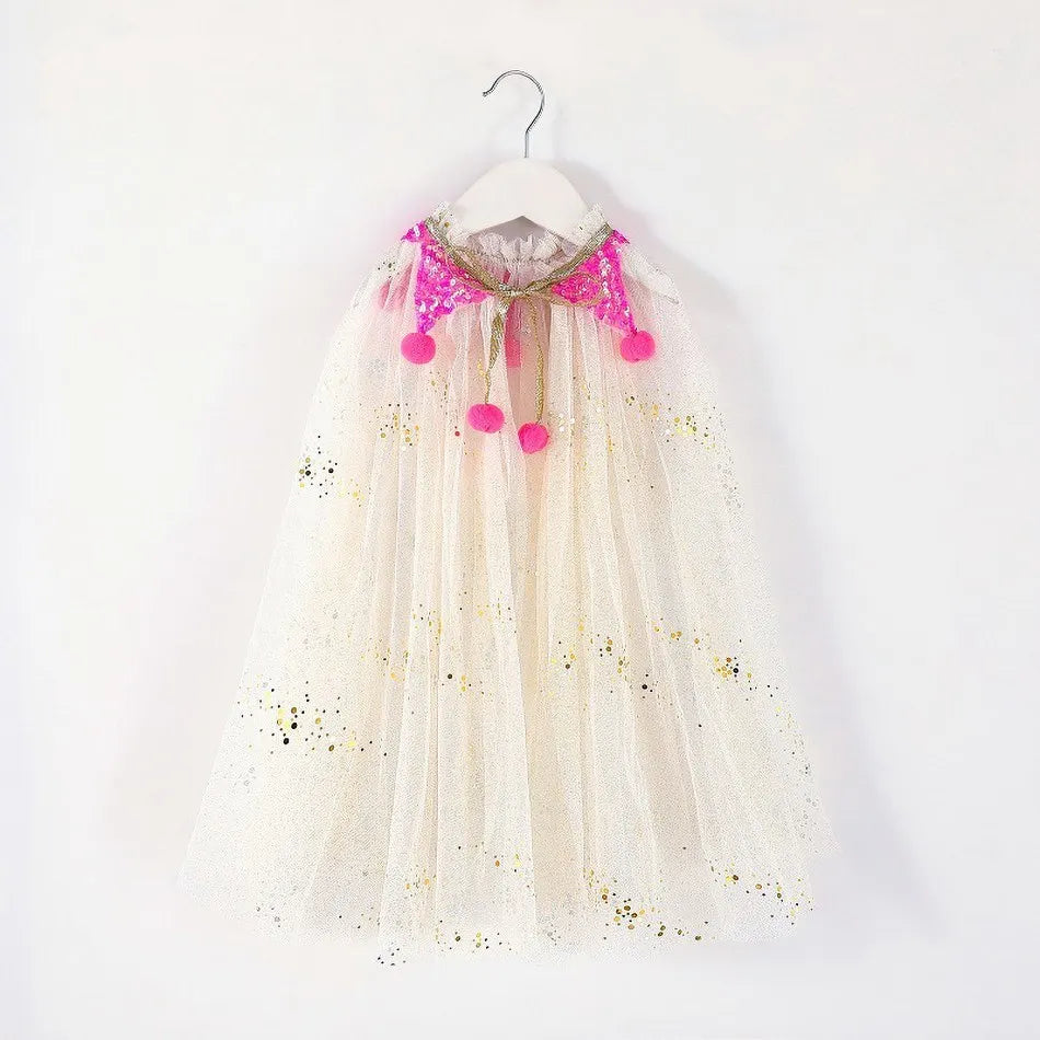 Girls Princess Sequin Dress Up Cape (24M-12 YRS) EL14D0 Size S(65 cm)