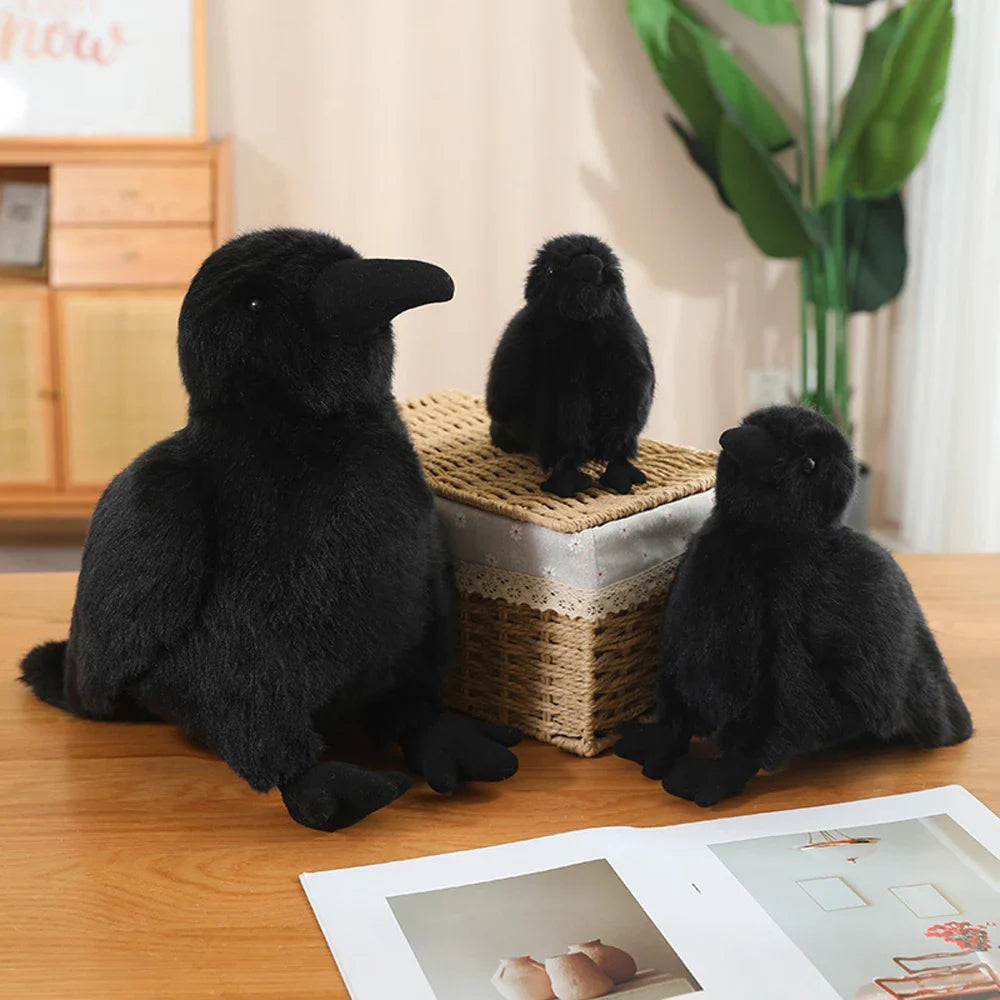 Plush Black Crow Stuffed Toy - 15/25cm