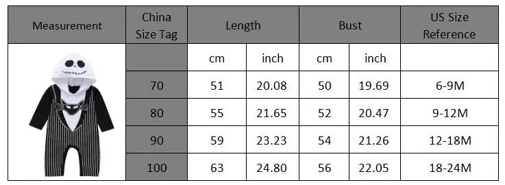 Halloween Jack Cospaly Infant Boy Nightmare Before Christmas Romper Long-Sleeve Cotton Hoodies Jumpsuit 0-24Months