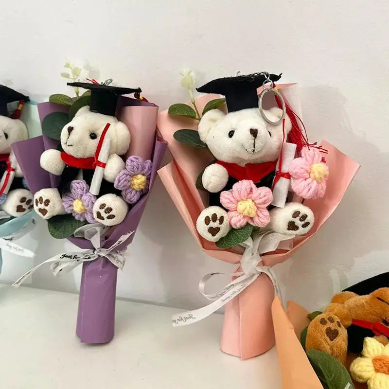 Handmade Flower Graduation Plush Teddy Bear Gift Bouquet