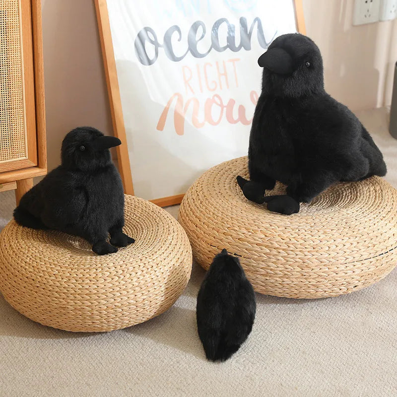 Plush Black Crow Stuffed Toy - 15/25cm