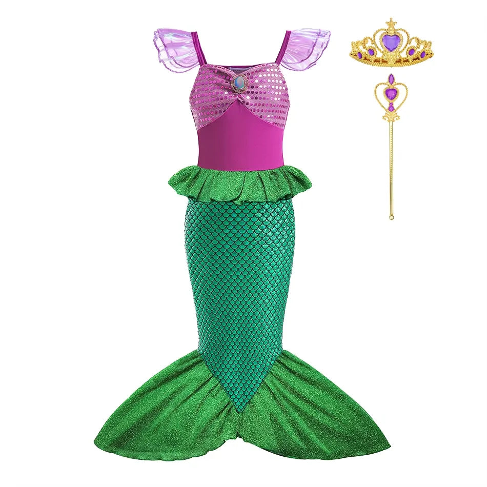 Girls Ariel Princess Dress Up Costume (Age 3-10YRS) Dress Sets 01