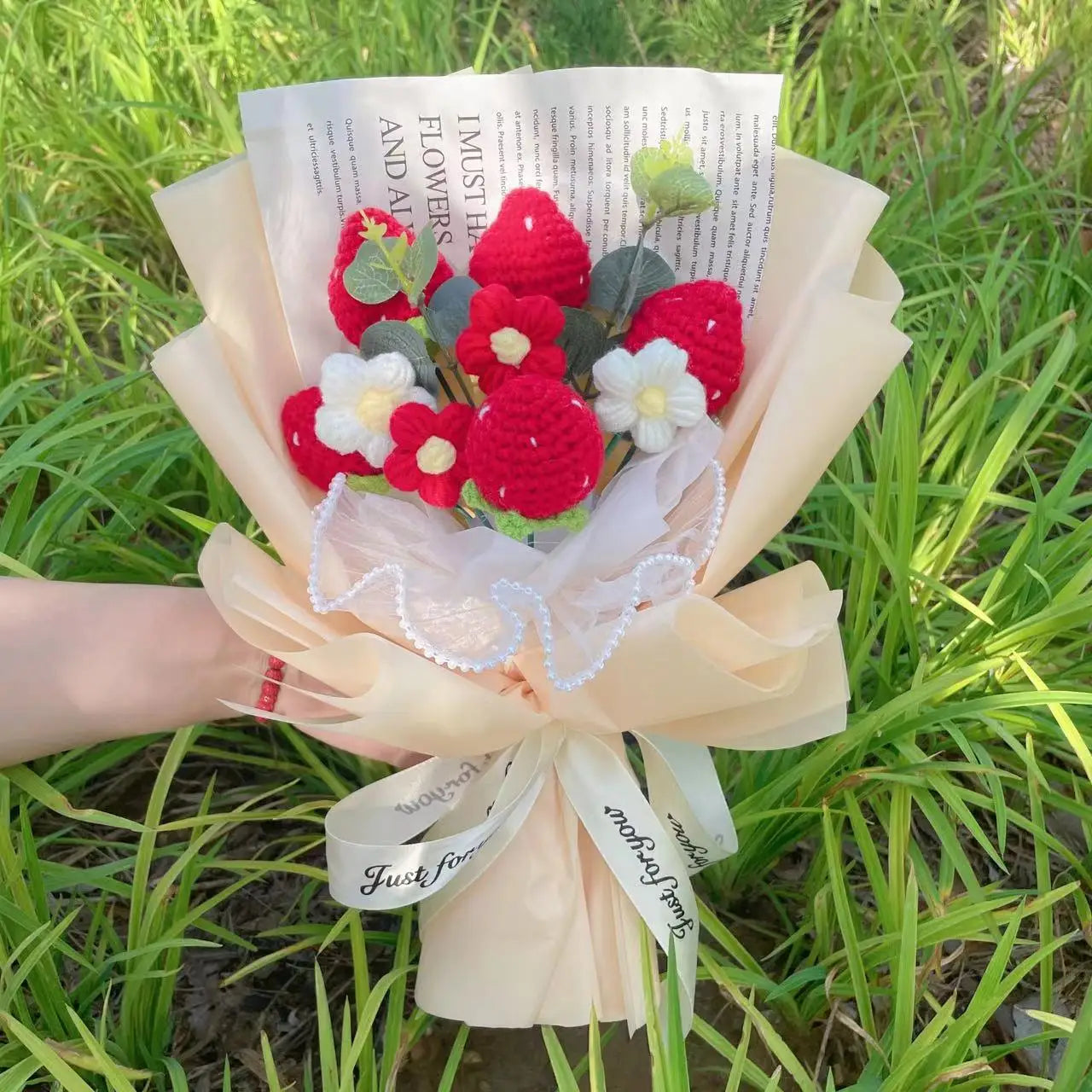Plush Strawberry Orange Stuffed Flower Gift Bouquets - 40cm